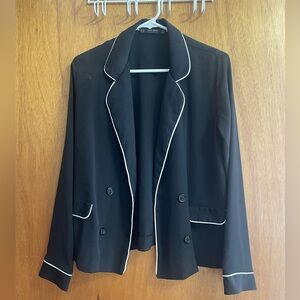 Zara Black Blazer with White Trim